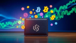 Enhance your crypto experience with the gaurda wallet, showcasing its sleek design and active crypto symbols.