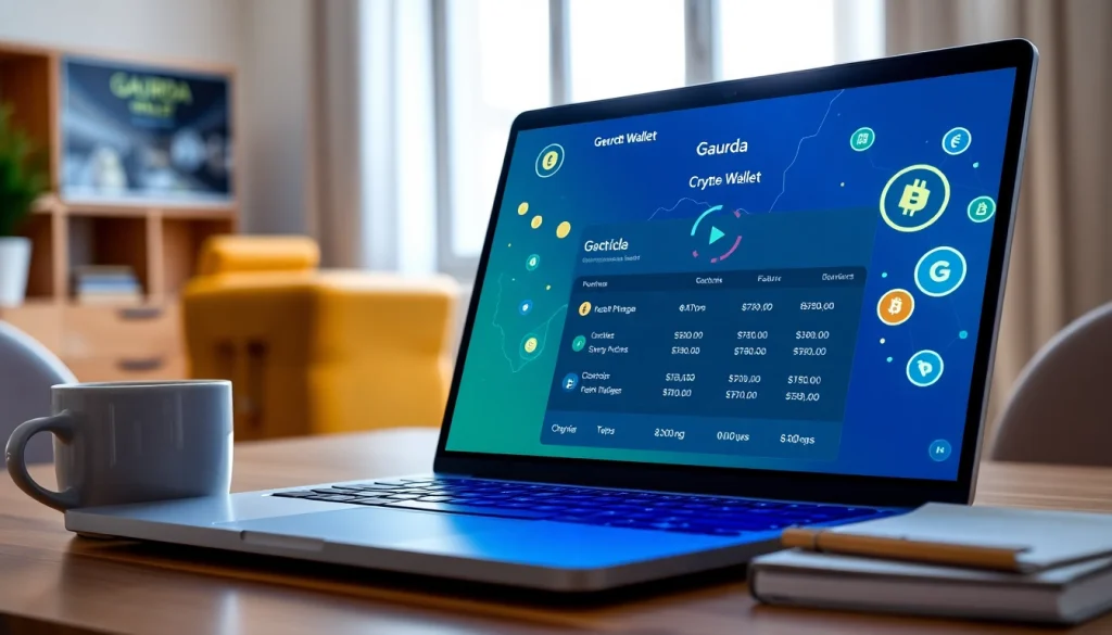 Manage your digital assets securely with the gaurda wallet interface in a professional setting.
